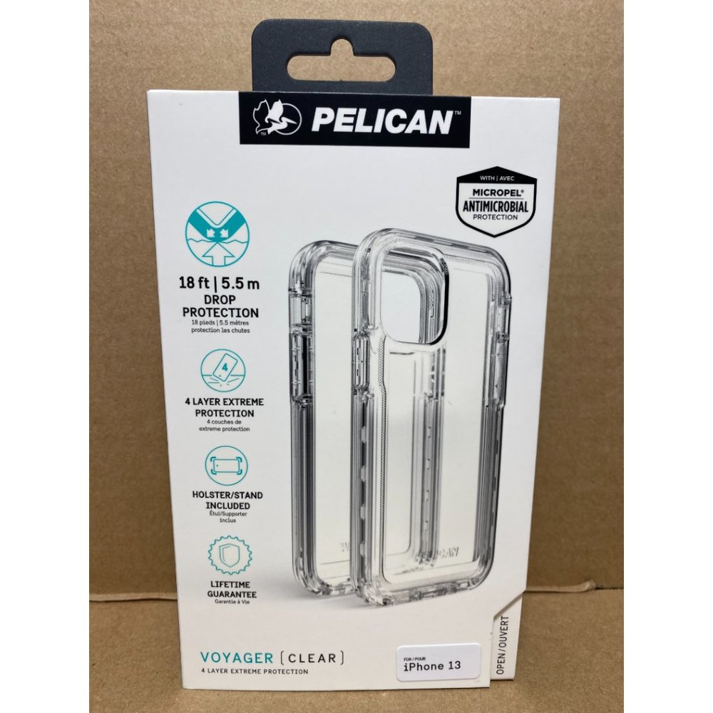 Pelican Voyager iPhone 13 Case Clear with‎ Holster Belt Clip Kickstand